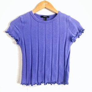 Purple Ribbed Crop Top